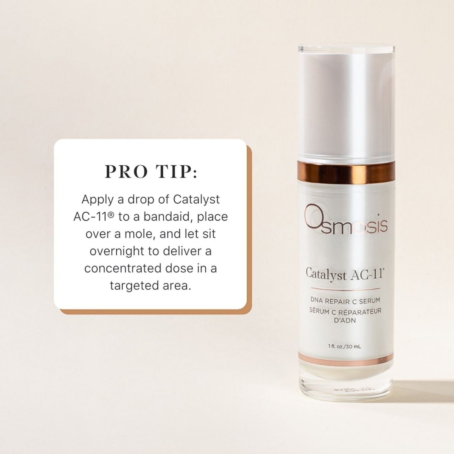 Bottle of Osmosis displayed with a pro tip text