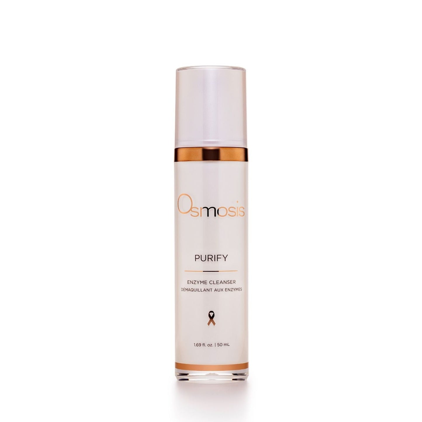 pearl bottle of purify cleanser by osmosis displayed on white background