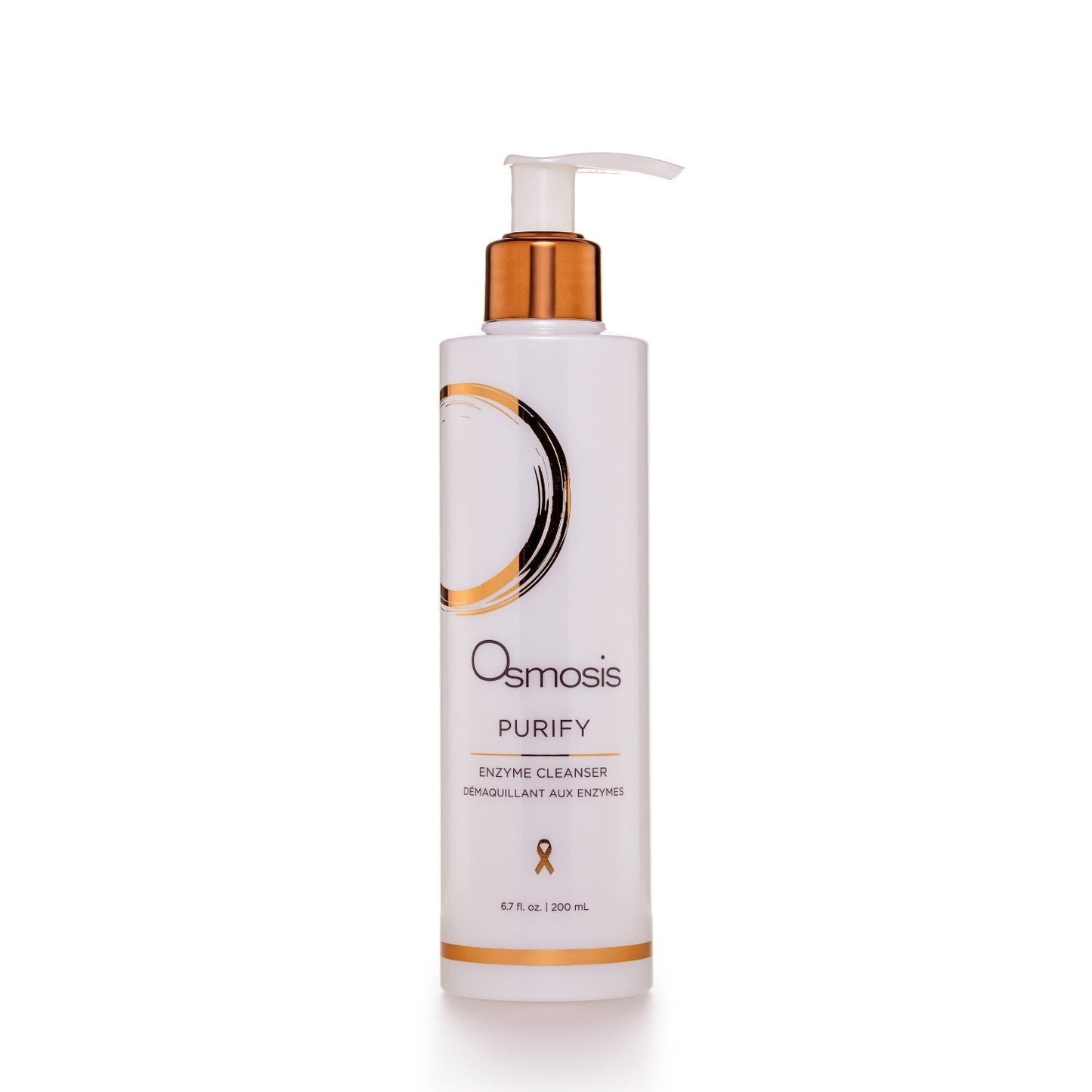 bottle of purify enzyme cleanser with pump displayed on white background