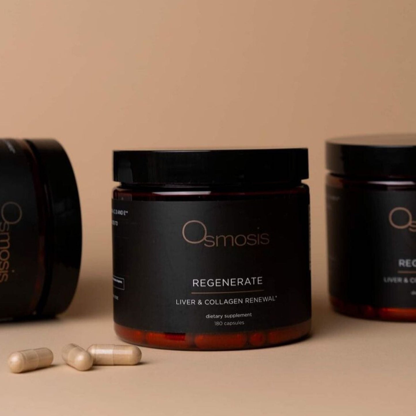 apothecary jars holding regenerate supplement capsules