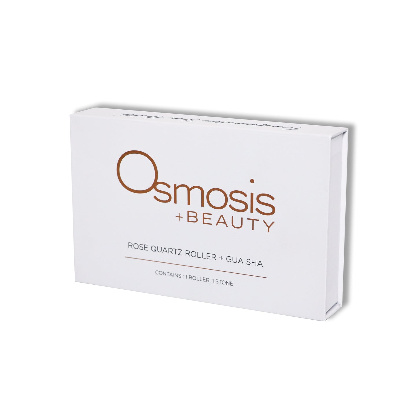 Rose Quartz Facial Roller and GuaSha box displayed on white background