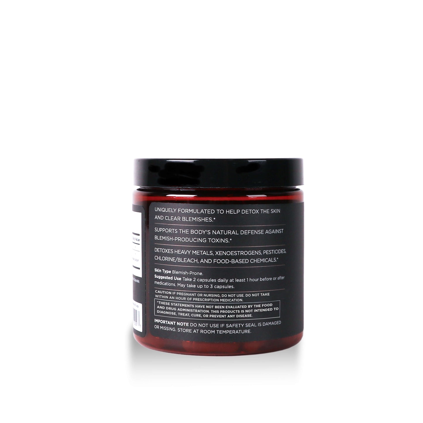 side view of skin defense capsules on white background