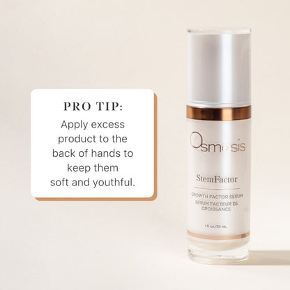 pro tip text with bottle of stemfactor on white background