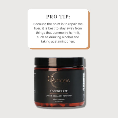 apothecary container with regenerate capsules with pro tip in text