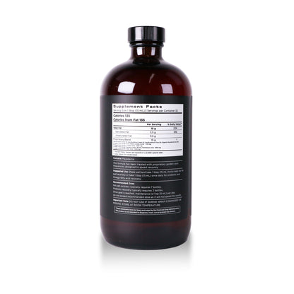 the back of a wellness elixir liquid displaying supplemental facts on a white background
