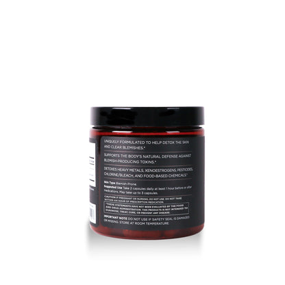 side view of skin defense capsules on white background